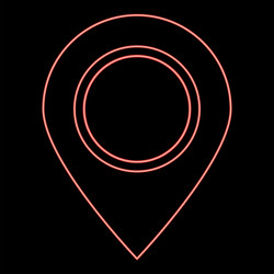 neon sign location red color flat style image vector image