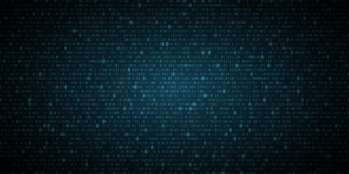 abstract glowing blue binary programming code vector image