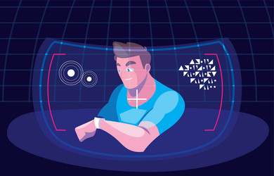 design man using technology augmented vector image