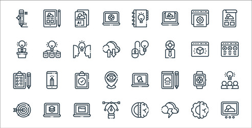 design thinking line icons linear set quality vector image