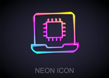 glowing neon line computer processor vector image