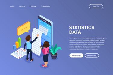 isometric statistics data concept notification vector image