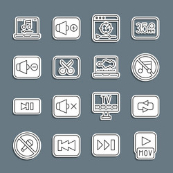 set line mov file repeat button speaker mute vector image