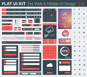 set of flat design ui elements for website vector image