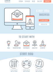 website banner and landing page startup vector image