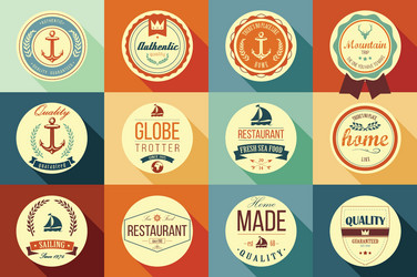 Collection of vintage retro labels badges ribbons vector