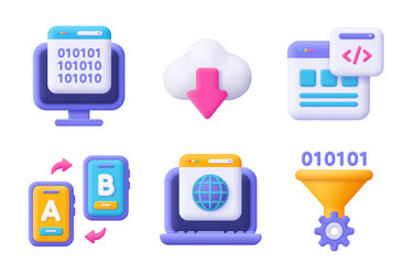 web development seo coding and programming 3d vector image