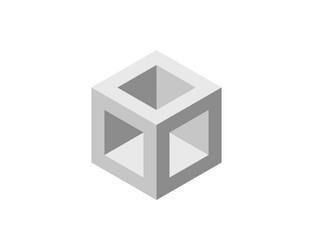 abstract isometric cube with inner voids vector image
