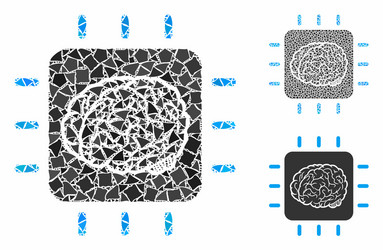 neural processor mosaic icon rugged elements vector image