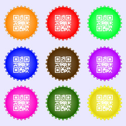 qr code icon sign a set of nine different colored vector image