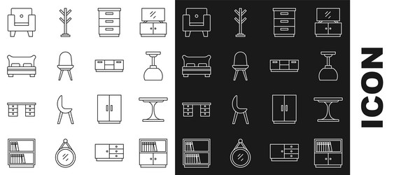 set line library bookshelf round table lamp vector image