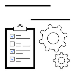 task checklist and gear mechanism representing vector image