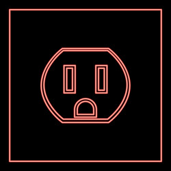 neon socket red color flat style image vector image