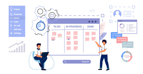 Scrum task board agile organizer analyzing vector