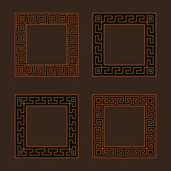 set of four square meander frames vector