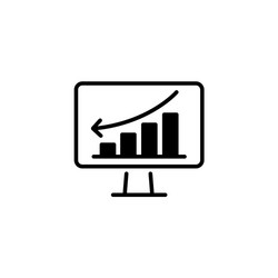 web line icon monitor with business graph vector image