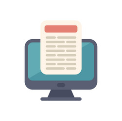 desktop computer displaying important document vector image