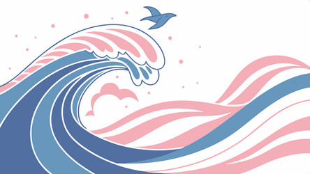 dynamic dolphin over crashing abstract wave vector image