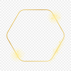 gold glowing rounded hexagon frame vector image
