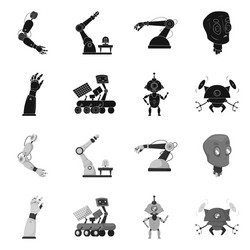 isolated object of robot and factory sign vector image