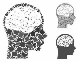 Brain composition icon uneven pieces vector