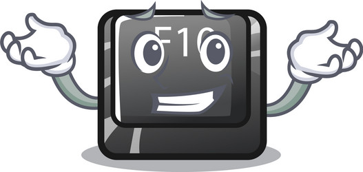 Grinning button f10 on a keyboard character vector