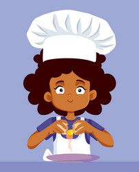happy girl cracking an egg cooking cartoon Vector Image