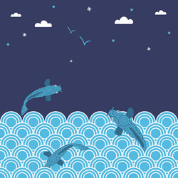 Ocean view with the cloud board blank space Vector Image