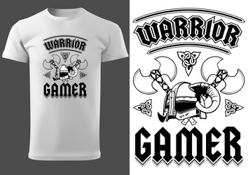 White t-shirt warrior gamer vector