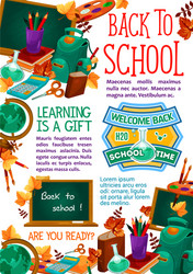 Back to school stationery study poster vector