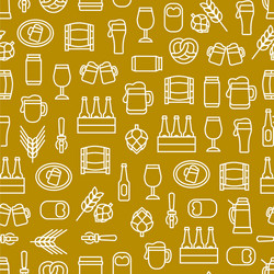 Beer alcohol drink thin line seamless pattern vector