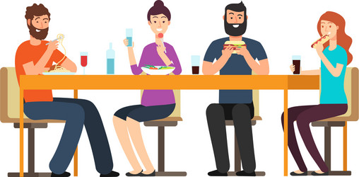 Friends cafe friendly people eat drink lunch Vector Image