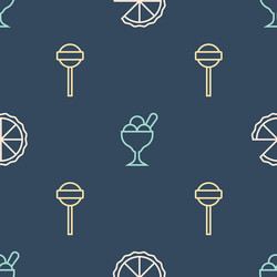 Set line homemade pie lollipop and ice cream vector