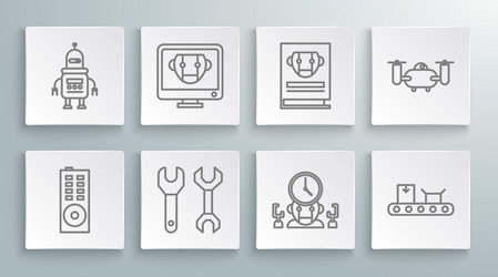 set line remote control bot spanner robot vector image