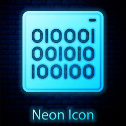 glowing neon binary code icon isolated on brick vector image