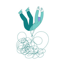 man falling down with clutter or tangled skein vector