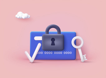 access control card with key and lock vector image