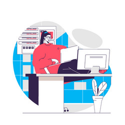 devops web concept woman programs writes code vector image
