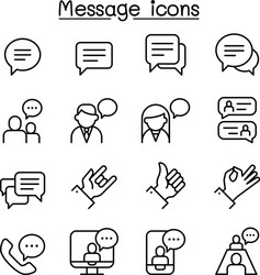 message chat discussion icon set in thin line vector image