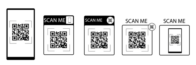 qr code scan icon with smartphone me vector