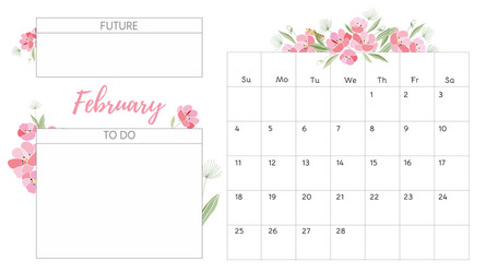 Floral Calendar - Vintage Bouquet Vector Image