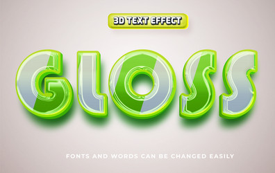 Gloss 3d shiny editable text effect style vector