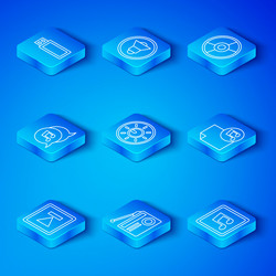 set line fast forward dial knob level technology vector image