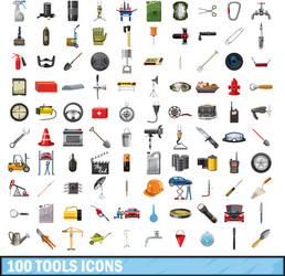 100 tools business icons set cartoon style vector