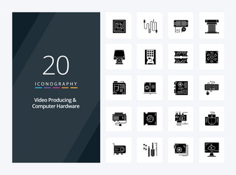 20 video producing and computer hardware solid vector image