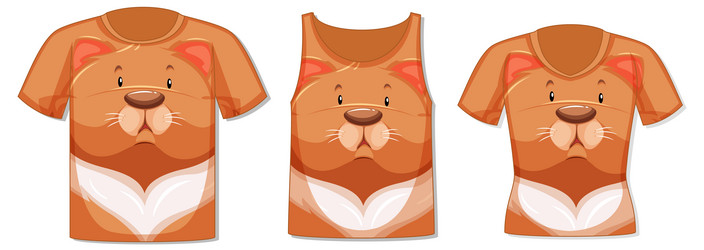 different types of tops with cat pattern vector image