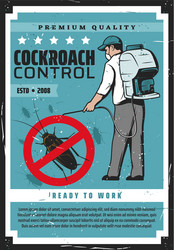 Exterminator in protective suit cockroach control vector