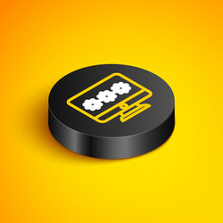 isometric line monitor with password notification vector image