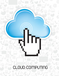 cloud computing with cursor hand silhouette vector image