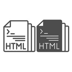 Html code document files line and solid icon vector